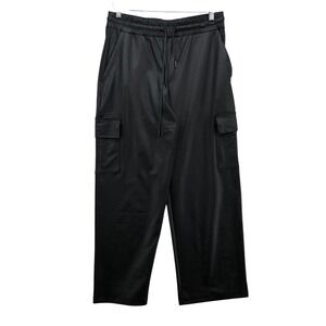 Six Fifty Wide Leg Headliner Jogger Womens Large Black Faux Leather Cargo Pants